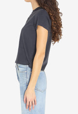 Alexander Wang Raised Logo Faded Shrunken T-shirt Black 4CC1261221--011