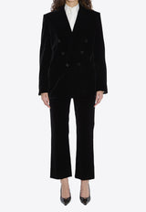 Saint Laurent Cassandre Double-Breasted Velvet Blazer Black 842990-Y525R-1000