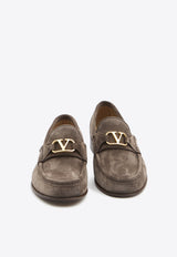 Valentino VLogo Signature Suede Loafers Gray 8Y2S0J68-UZM-C4P