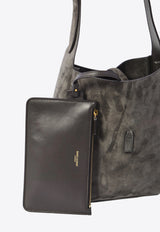 Saint Laurent Small Le 5 À 7 Suede Shoulder Bag Gray 850533-1U80W-1997