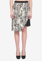 Emanuel Ungaro Animalier Print Asymmetric Skirt Beige 22413-.-