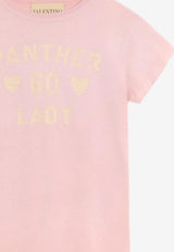 Valentino Panther Lady Print T-shirt Pink 8B3MG24Y-9GL-C5R