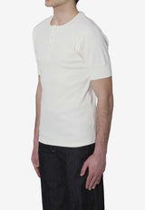 Lemaire Ribbed Henley T-shirt White TS0007-LJ1030-WH086