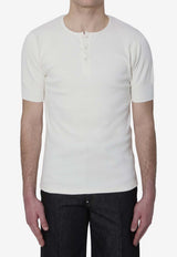 Lemaire Ribbed Henley T-shirt White TS0007-LJ1030-WH086