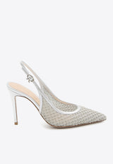 Gianvito Rossi Nikki 95 Metallic Mesh Slingback Pumps Silver G95628-95RIC-ARAR
