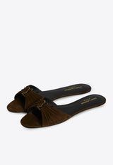 Saint Laurent Babylone Suede Flat Sandals Brown 869658-27D00-2319