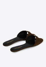 Saint Laurent Babylone Suede Flat Sandals Brown 869658-27D00-2319