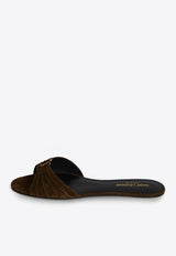 Saint Laurent Babylone Suede Flat Sandals Brown 869658-27D00-2319
