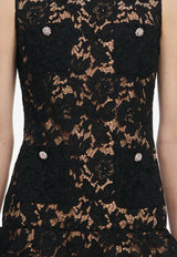 Self-Portrait Crystal Lace Mini Dress Black SS26164SBB--BLACK