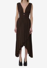 Alaïa Deesse Asymmetric Midi Dress Brown AA9R3042J090C--719