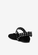 Alaïa Suede Biker Ballet Flats Black AA3A041CK177LE/R_ALAIA-999