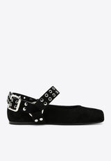 Alaïa Suede Biker Ballet Flats Black AA3A041CK177LE/R_ALAIA-999
