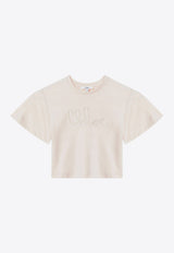 Chloé Kids Girls Logo Embroidered Cropped Top Pink C20858-CCO/S_CHLOE-46J