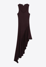 Alaïa Asymmetric Jersey Midi Dress Burgundy AA9R3005J090CCO/S_ALAIA-332