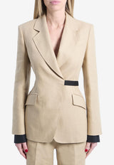Max Mara Fionda Double-Breasted Linen Blazer Camel 2611041533600-10710-003