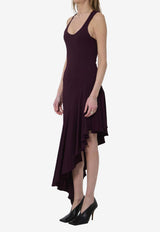Alaïa Fluid Jersey Asymmetric Dress Bordeaux AA9R3005J090C--332