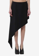 Alaïa Asymmetric Pointed Midi Skirt Black AA9J2541T471C--995
