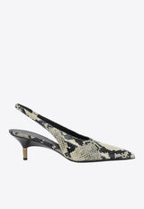 Bella 55 Python Print Leather Slingback Pumps