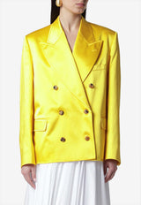 Dries Van Noten Double-Breasted Shiny Blazer Yellow 104503304/S_DRVNO-202