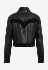 Versace Cropped Leather Jacket Black 10246171A17766/S_VERSA-1B000