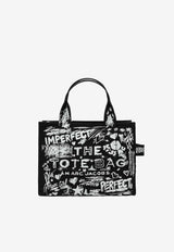 Marc Jacobs Small Punk Scribble Canvas Tote Bag Black 2S6HTT016H02CO/S_MARC-002