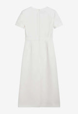 Valentino V-neck Crepe Couture Midi Dress Ivory 8B0VAKG51CF/S_VALE-A03