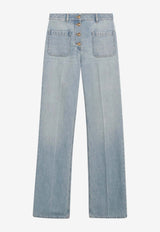 Valentino Logo Patch Washed Denim Pants Blue 8B0DD23LA92/S_VALE-FLX