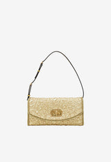 Valentino Small DeVain Cloqué Jacquard Shoulder Bag Gold 8W2B0T31AUZ/S_VALE-L01
