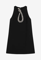 Valentino Crepe Couture Embellished Mini Dress Black 8B0VAKD51CF/S_VALE-CRC