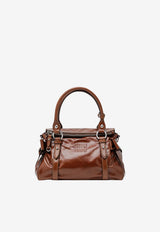 Miu Miu Embossed Logo Shiny Leather Top Handle Bag Brown 5BA327OOO2A44/T_MIU-F0BW5