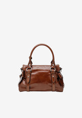Miu Miu Embossed Logo Shiny Leather Top Handle Bag Brown 5BA327OOO2A44/T_MIU-F0BW5