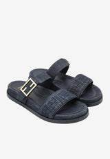 Fendi FF Jacquard Denim Slides Blue 8X8710AYFL/S_FENDI-F18RE