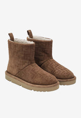 Fendi FF Jacquard Suede Ankle Boots Brown 7U1822ASA1/R_FENDI-F0C23