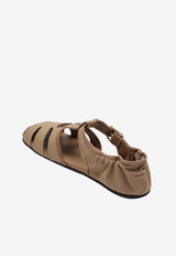 Miu Miu Ruched Fisherman Sandals Brown 5E635F0053ZMT/S_MIU-F0JRS