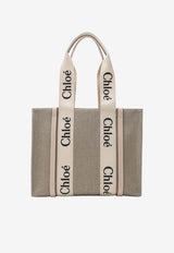 Chloé Medium Woody Canvas Tote Bag Beige CHC22AS383I26/S_CHLOE-6J5