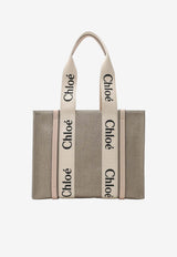 Chloé Medium Woody Canvas Tote Bag Beige CHC22AS383I26/S_CHLOE-6J5