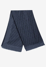 Fendi FF Jacquard Silk-Blend Scarf Blue FXT069AWEW/S_FENDI-F0RU7