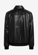 Fendi Logo Patch Leather Blouson Jacket Black FPJ139ATJZ/S_FENDI-F0GME