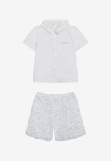 Givenchy Kids Babies Logo Embroidered Shirt and Printed Shorts Set White H31262CO/S_GIV-N48