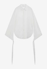 The Frankie Shop Verlin Sheer Long-Sleeved Shirt with Tie Cuffs White CHFS21801PL/S_THE-000
