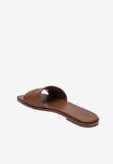 Chloé Soleil Leather Flat Mules Brown CH25A12LPI/S_CHLOE-27T