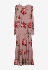 Dolce & Gabbana Bouquet Print Maxi Dress Pink F610OTFSA8Q/S_DOLCE-HF5ZN