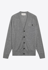 AMI PARIS Ami De Coeur Merino Wool Cardigan Gray HKC384KN0039/S_AMI-0504