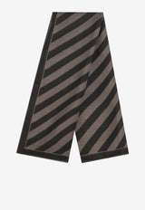 Fendi Silk-Blend Striped Scarf Brown FXS323AUUC/Q_FENDI-F0VAT