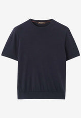 Loro Piana Crewneck Knit T-shirt Blue FAO9909CO/S_LORO-W000