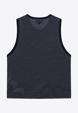 AMI PARIS Striped Sleeveless T-shirt Blue HTP820JE0212/S_AMI-A044