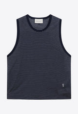 AMI PARIS Striped Sleeveless T-shirt Blue HTP820JE0212/S_AMI-A044