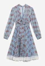 Dolce & Gabbana Floral Bouquet Print Chiffon Dress Light Blue F611ZTIS10F/S_DOLCE-HC5XK
