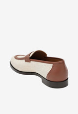 Loro Piana Sergio Walk Leather and Canvas Loafers Beige FAQ4009CO/R_LORO-B4AU