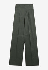Max Mara Materia Wide-Leg Linen Pants Green MSTMATERIALI/S_MAXMS-037
